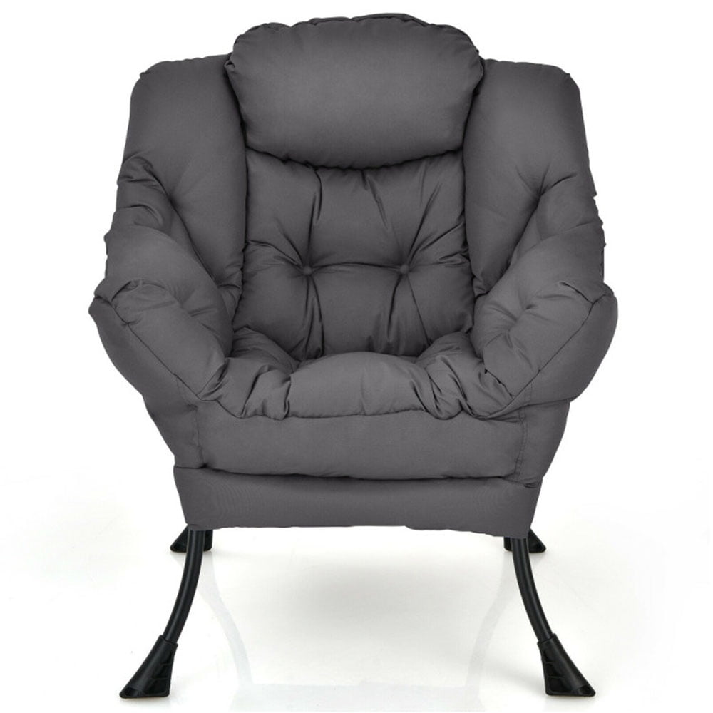 Finihen Modern Fabric Large Lazy Chair, Accent Oversized Comfy Reading Chair, Modern Polyester Fabric Lazy Chair with Steel Frame and Side Pocket, for Living Room, Bedroom, Dorm, Gray Finihen Modern Fabric Large Lazy Chair, Accent Oversized Comfy Reading Chair, Modern Polyester Fabric Lazy Chair with Steel Frame and Side Pocket, for Living Room, Bedroom, Dorm, Gray