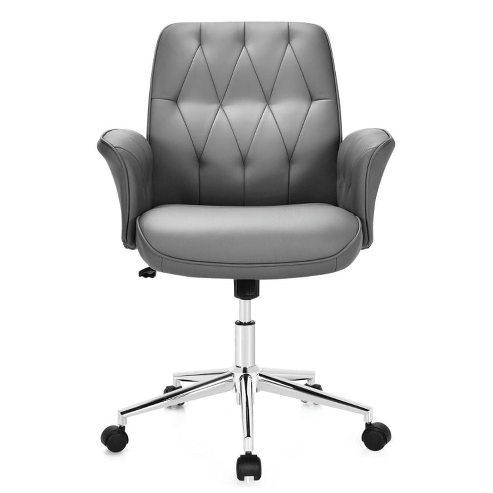 Finihen Modern Home Office Leisure Chair, PU Leather Adjustable Swivel with Armrest for Home, Bedroom, Study, Gray Finihen Modern Home Office Leisure Chair, PU Leather Adjustable Swivel with Armrest for Home, Bedroom, Study, Gray