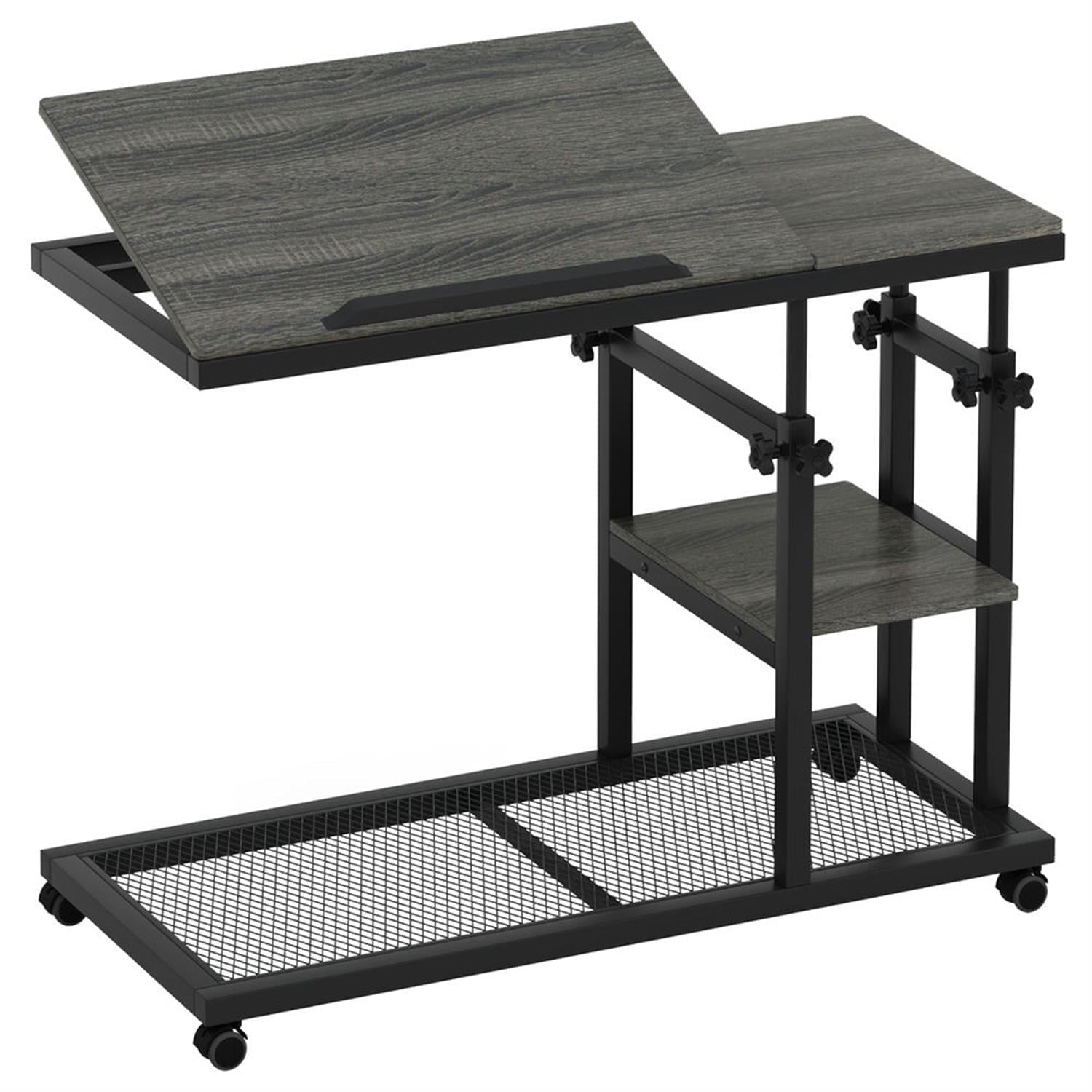 Demi Bonn Modern L Shaped Gaming Desk, 83" Industrial Corner Executive Desk with Mobile File Cabinet for Home Office, Black