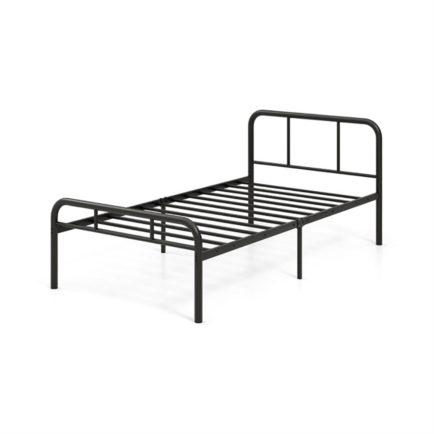 Demi Bonn Modern Metal Bed Frame Platform Mattress with Headboard and Footboard, Under Bed Storage, No Box Spring Needed, Black