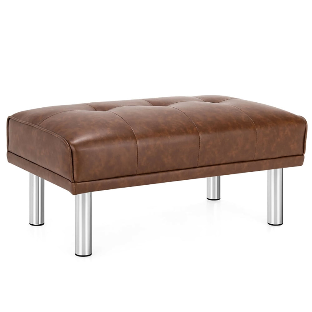 Finihen Modern Tufted Ottoman Bench, Rectangular Footstool, Rectangle Tufted Ottoman with Stainless Steel Legs, for Living Room, Bedroom, Brown Finihen Modern Tufted Ottoman Bench, Rectangular Footstool, Rectangle Tufted Ottoman with Stainless Steel Legs, for Living Room, Bedroom, Brown