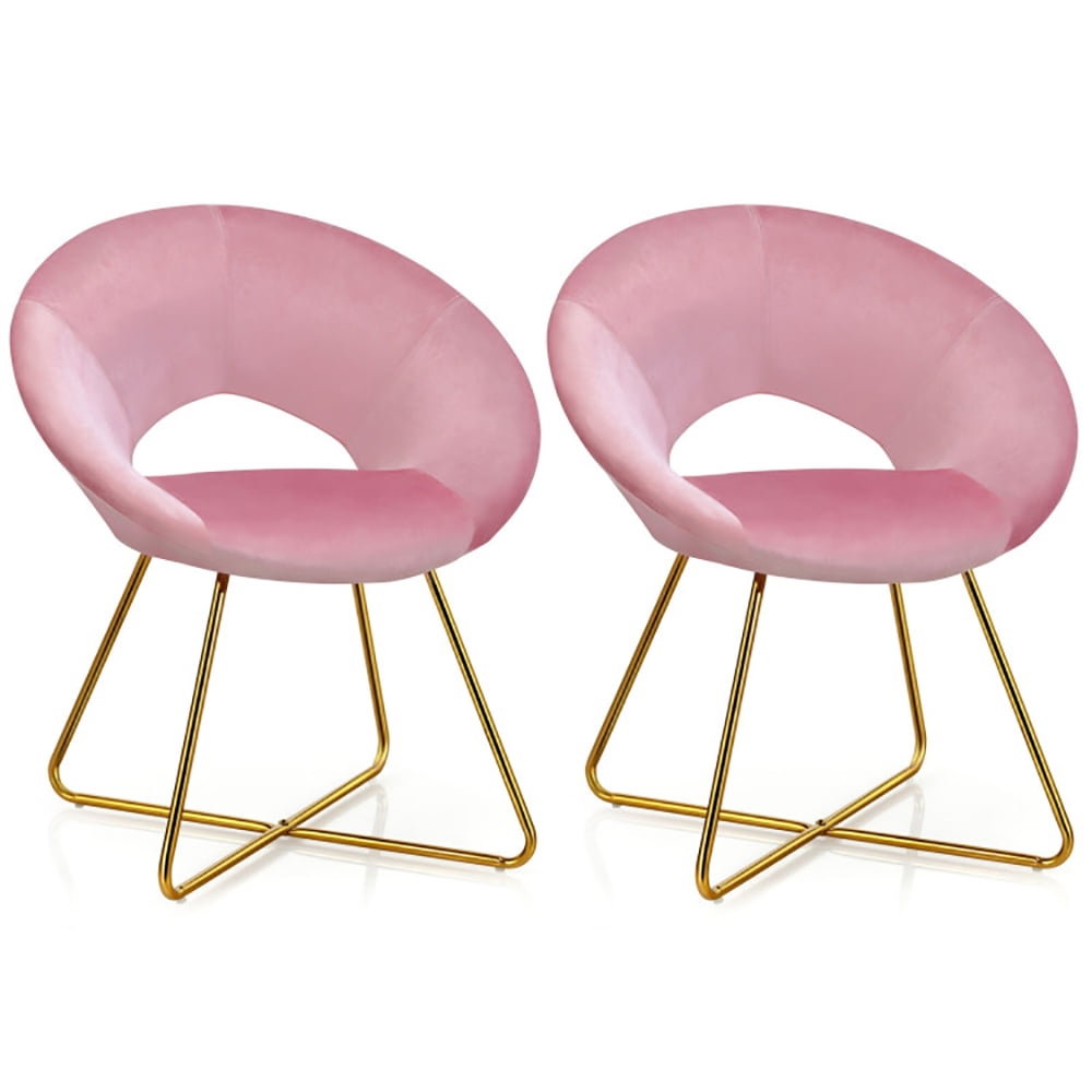 Finihen Modern Velvet Accent Upholstered Make-up Stool, Set of 2 Comfy Cute Upholstered Vanity Desk Chair with Metal Legs, for Home, Office, Pink Finihen Modern Velvet Accent Upholstered Make-up Stool, Set of 2 Comfy Cute Upholstered Vanity Desk Chair with Metal Legs, for Home, Office, Pink