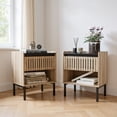 thumbnail image 1 of Demi Bonn Nightstand Set of 2, Bedside Table with Decorated Drawers, Wood Accent Side End Table with Storage for Bedroom, Beige, 1 of 8
