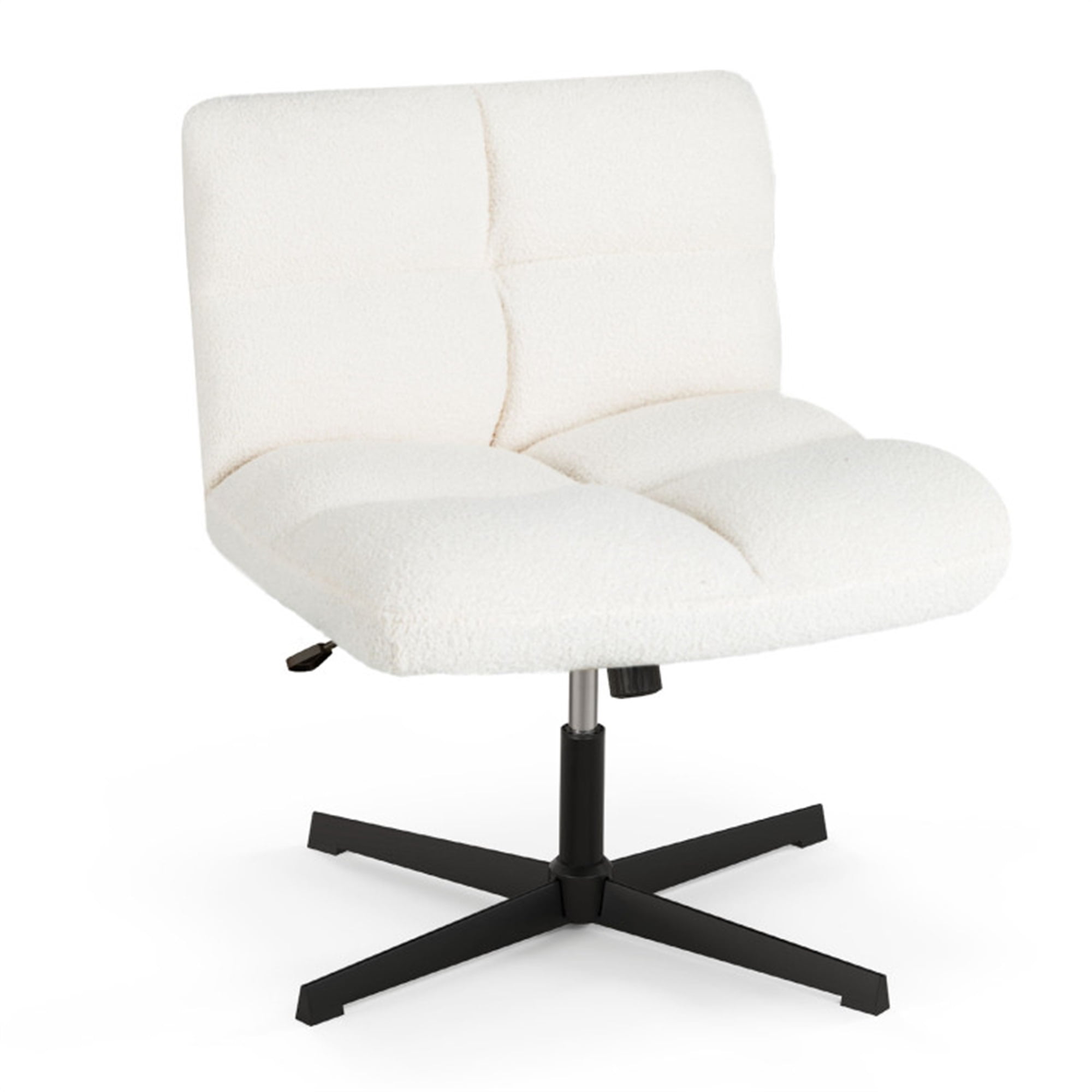 Finihen Office Armless Chair Cross Legged with Imitation Lamb Fleece and Adjustable Height, for Home, Bedroom, Study, Beige Finihen Office Armless Chair Cross Legged with Imitation Lamb Fleece and Adjustable Height, for Home, Bedroom, Study, Beige