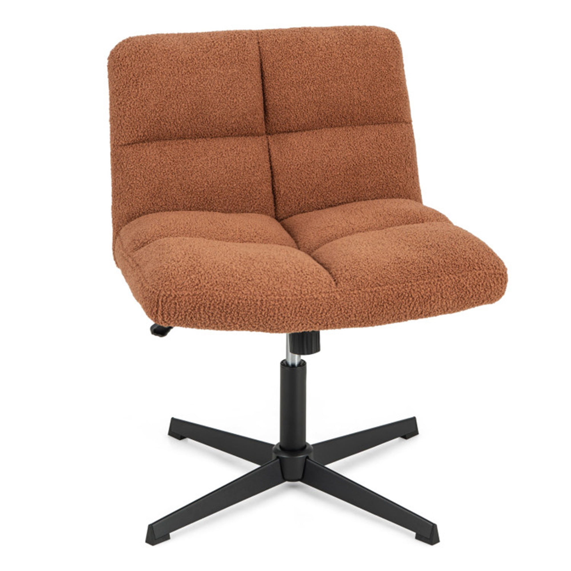 Finihen Office Armless Chair Cross Legged with Imitation Lamb Fleece and Adjustable Height, for Home, Bedroom, Study, Brown Finihen Office Armless Chair Cross Legged with Imitation Lamb Fleece and Adjustable Height, for Home, Bedroom, Study, Brown