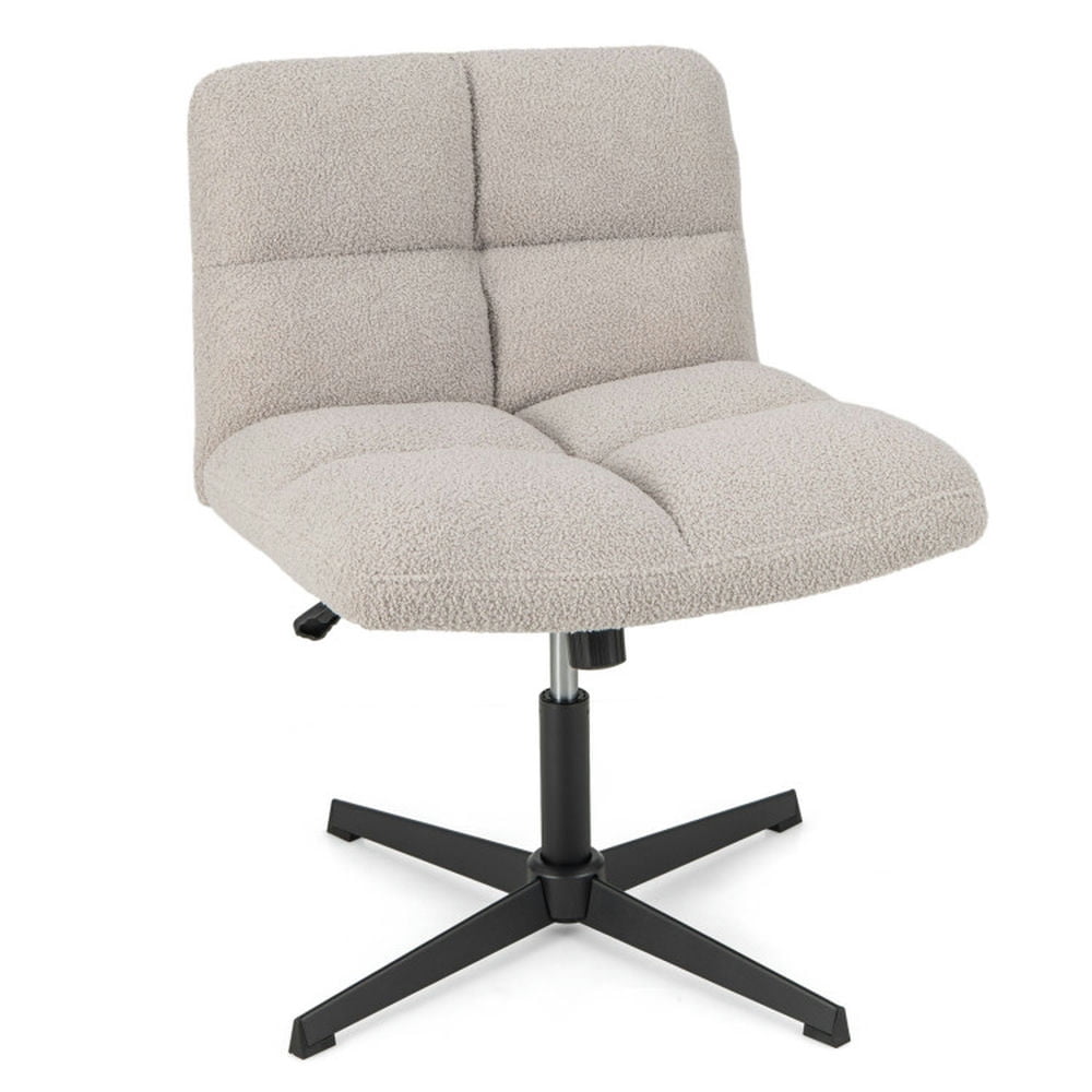 Finihen Office Armless Chair Cross Legged with Imitation Lamb Fleece and Adjustable Height, for Home, Bedroom, Study, Gray Finihen Office Armless Chair Cross Legged with Imitation Lamb Fleece and Adjustable Height, for Home, Bedroom, Study, Gray