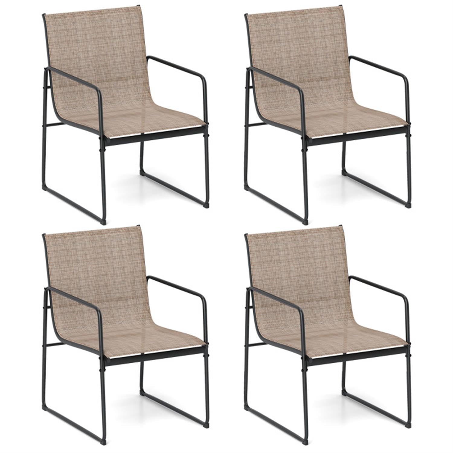Demi Bonn Outdoor Dining Chairs Set of 4, Patio Furniture Chair with Breathable Seat and Backrest for Yard, Garden, Brown