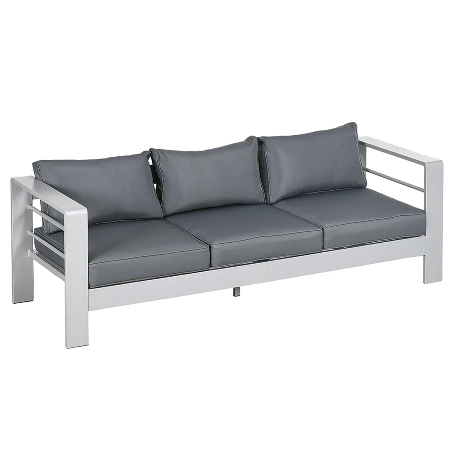 Demi Bonn Outdoor Loveseat Sofa Aluminum Patio Furniture with Wide Armrests, All-Weather Metal Outdoor Couch with Cushions, Gray