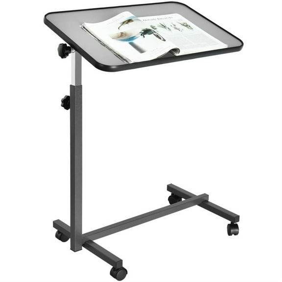 Demi Bonn Overbed Rolling Food Tray Table, Laptop Workstation for Laptops, Books, Tablets, and Art, Balck