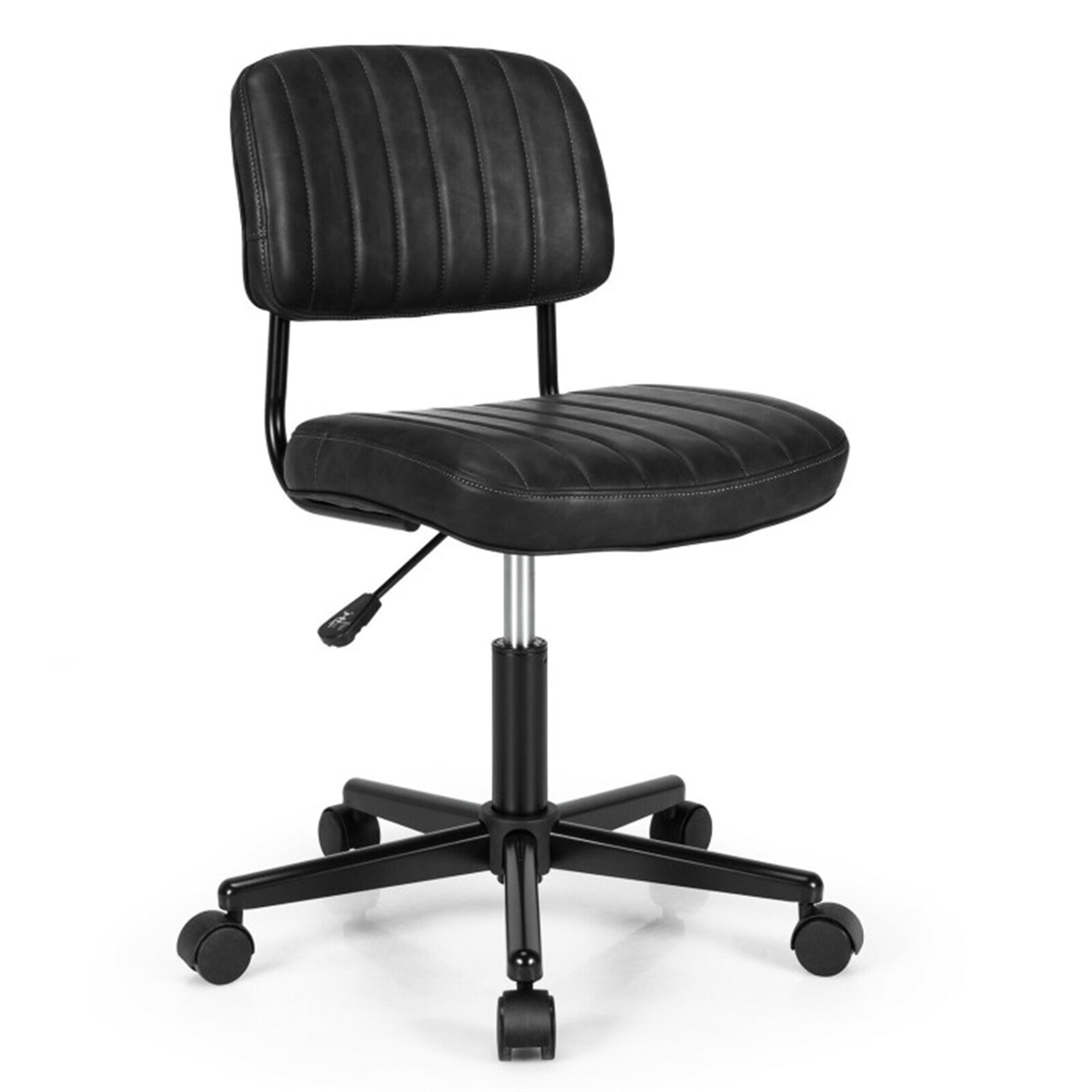 Finihen PU Leather Adjustable Office Chair Swivel Task Chair with Backrest for Home, Bedroom, Study, Black Finihen PU Leather Adjustable Office Chair Swivel Task Chair with Backrest for Home, Bedroom, Study, Black