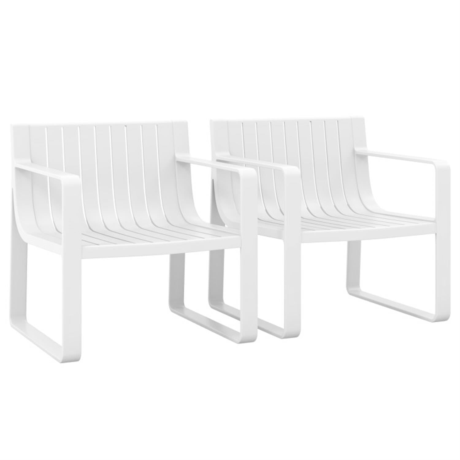 Demi Bonn Patio Chairs Set of 2 with Curved Backrests and Seats, Outdoor Accent Furniture Fire Pit Lounge Chairs for Yard, Garden, White