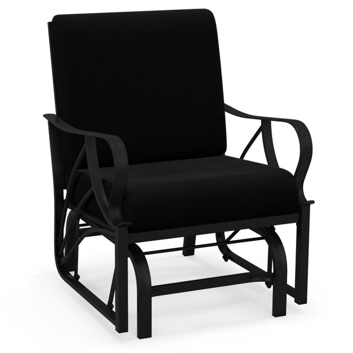 Demi Bonn Patio Glider Rocking Chair with Thick Cushion and Curved Armrest, Outdoor Glider Chairs for Porch, Balcony, Poolside, Black