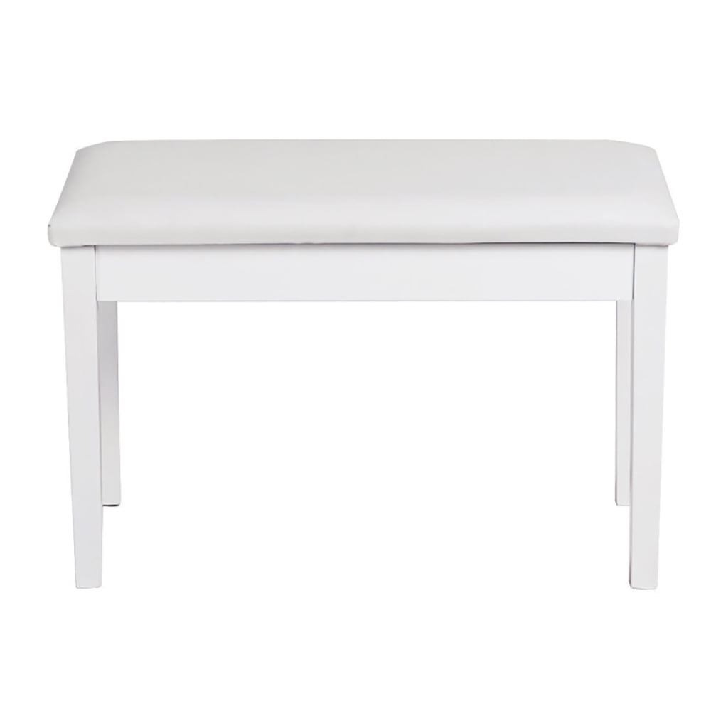 Finihen Piano Bench, Comfortable Piano Stool with Padded Cushion, Solid Wood PU Leather Padded Piano Bench Keyboard Seat, White Finihen Piano Bench, Comfortable Piano Stool with Padded Cushion, Solid Wood PU Leather Padded Piano Bench Keyboard Seat, White