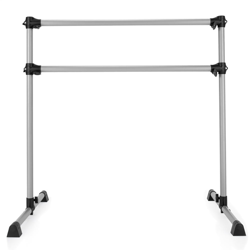 Finihen Portable Ballet Barre, 4 Feet Double Ballet Barre Bar with Adjustable Height, 4FT Ballet Barre Portable, Ballet Equipment, Silver