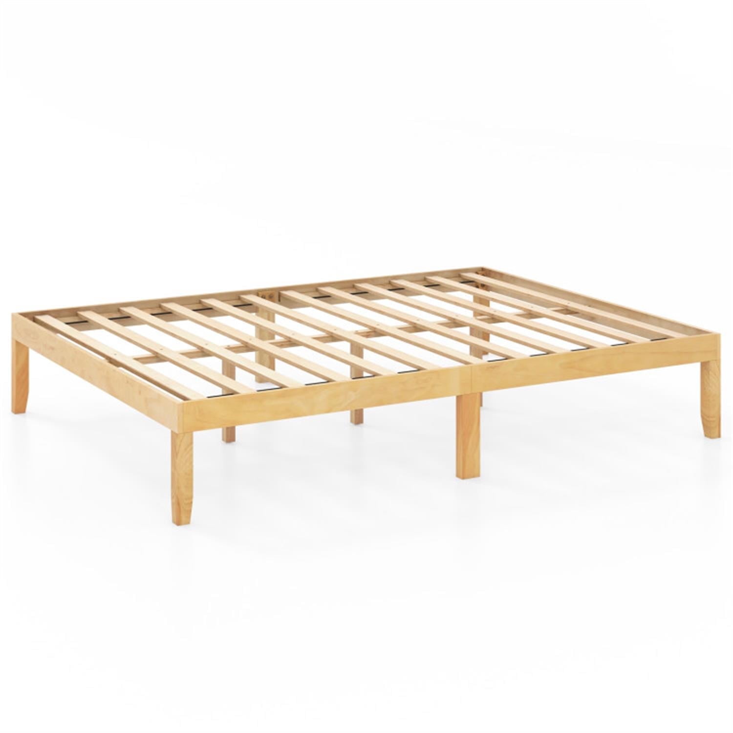 Demi Bonn Queen Size Bed Frame with Wooden Slats Support and Rubber Wood Legs, Acacia Wood Platform Bed Frame with Under Bed Storage, No Box Spring Needed, Beige