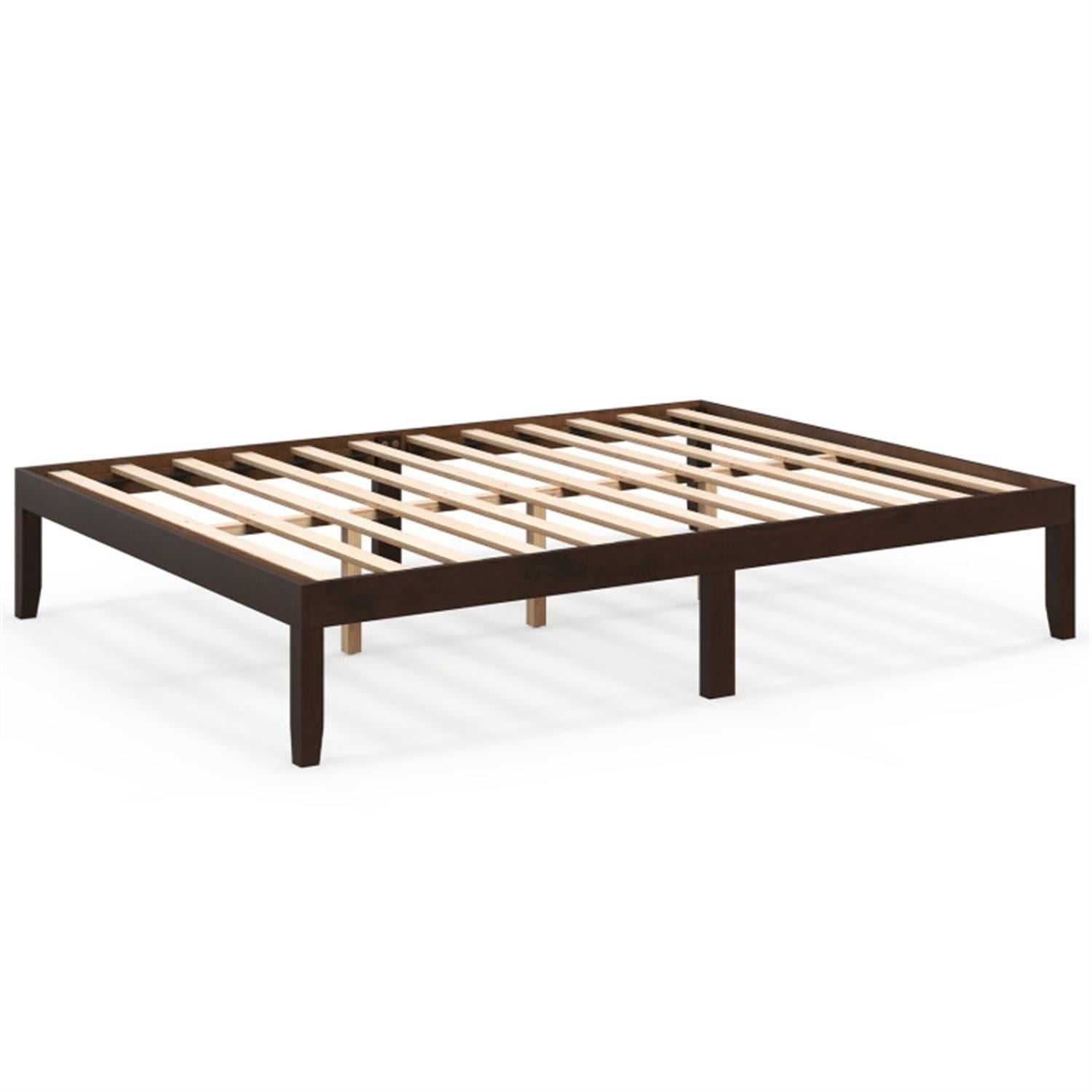 Demi Bonn Queen Size Bed Frame with Wooden Slats Support and Rubber Wood Legs, Acacia Wood Platform Bed Frame with Under Bed Storage, No Box Spring Needed, Brown