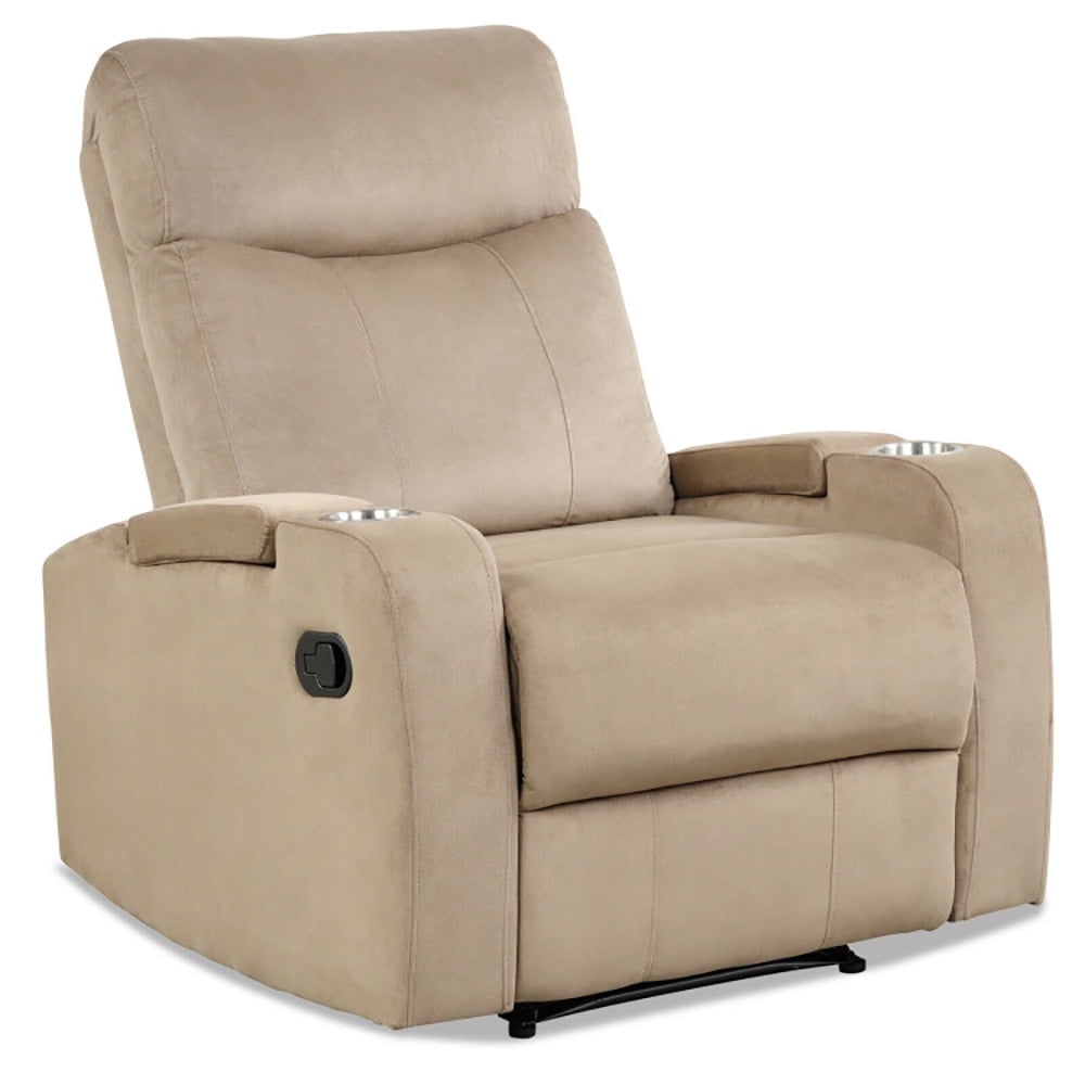 Demi Bonn Recliner Chair, Single Sofa Lounger with Arm Storage and Cup Holder, for Living Room, Bedroom, Brown