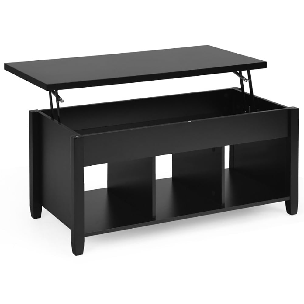 Demi Bonn Rectangular Coffee Table, Lift Top Coffee Table with Hidden Storage Compartment, for Living Room, Reception Room, Office, Black