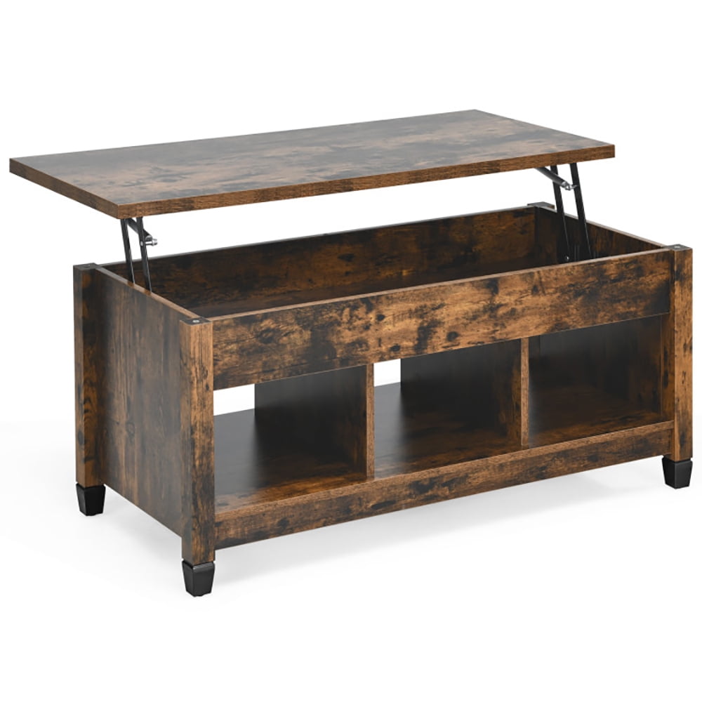 Finihen Rectangular Coffee Table, Lift Top Coffee Table with Hidden Storage Compartment, for Living Room, Reception Room, Office, Brown Finihen Rectangular Coffee Table, Lift Top Coffee Table with Hidden Storage Compartment, for Living Room, Reception Room, Office, Brown
