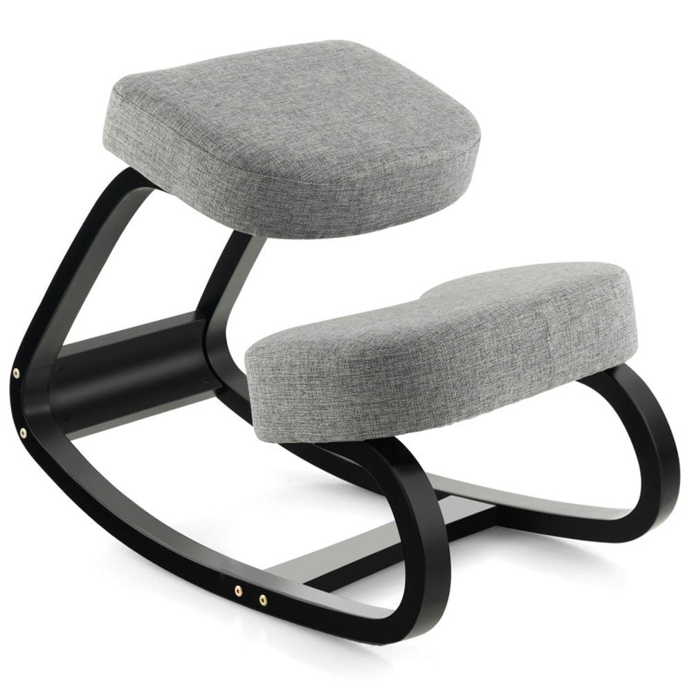 Finihen Rocking Ergonomic Kneeling Chair with Padded Cushion for Home Office, Gray