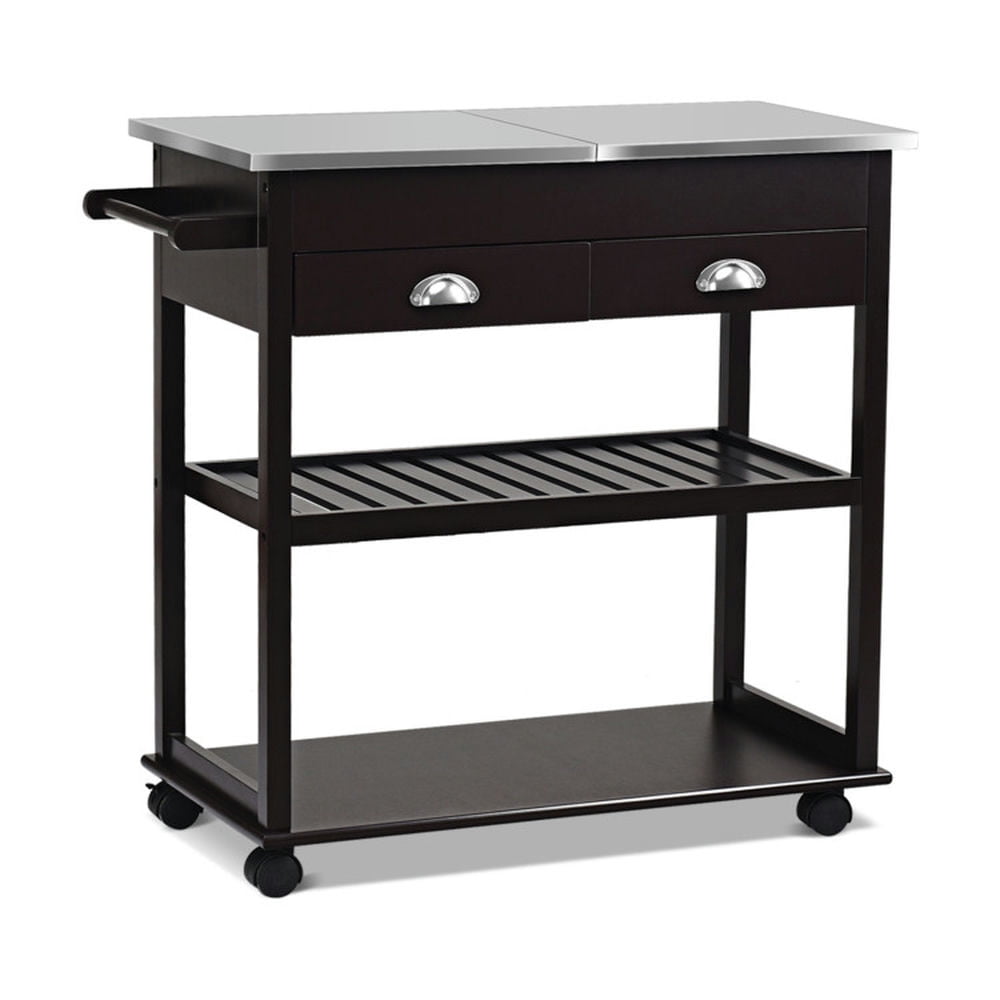 Finihen Rolling Cart, Kitchen Island Cart, Stainless Steel Mobile Kitchen Trolley Cart With Drawers & Casters, for Kitchen, Dining Room, Brown Finihen Rolling Cart, Kitchen Island Cart, Stainless Steel Mobile Kitchen Trolley Cart With Drawers & Casters, for Kitchen, Dining Room, Brown