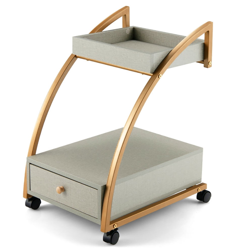 Finihen Rolling End Table, Modern 2-Tier Rolling End Table with Tray Top and Pull-Out Drawer, Sofa Side Table, Bed Side Table, for Living Room, Bedroom, Gray Finihen Rolling End Table, Modern 2-Tier Rolling End Table with Tray Top and Pull-Out Drawer, Sofa Side Table, Bed Side Table, for Living Room, Bedroom, Gray