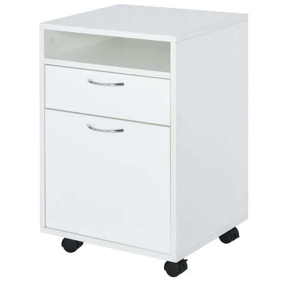 Demi Bonn Rolling Filing Cabinet with Castors, File Cabinet Printer Stand with Drawer and Cabinet for Home Office, White
