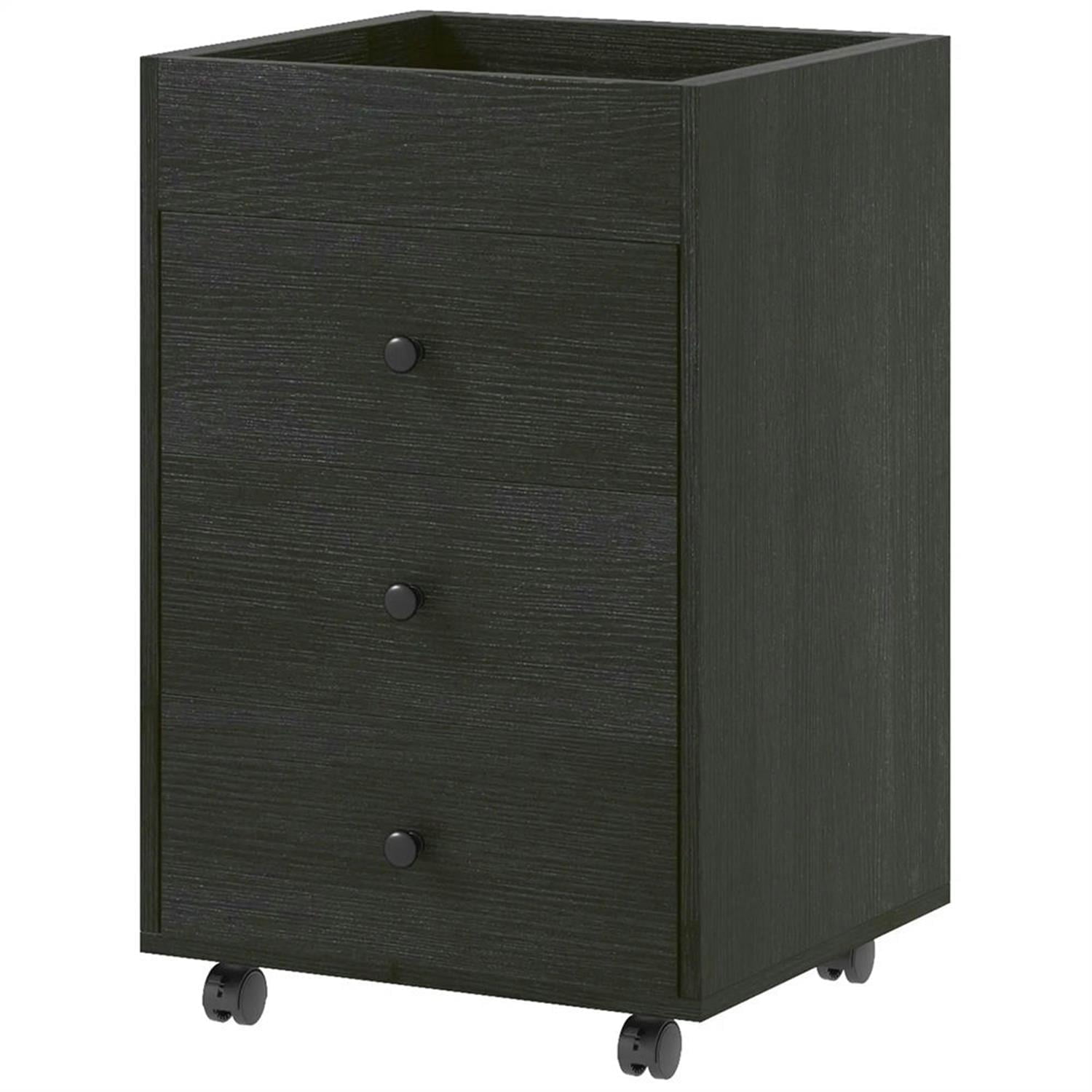 Demi Bonn Rolling Filing Cabinet with Castors, Modern 3 Drawer File Cabinet with Top Tray Under for Home Office, Desk Printer Stand, Brown