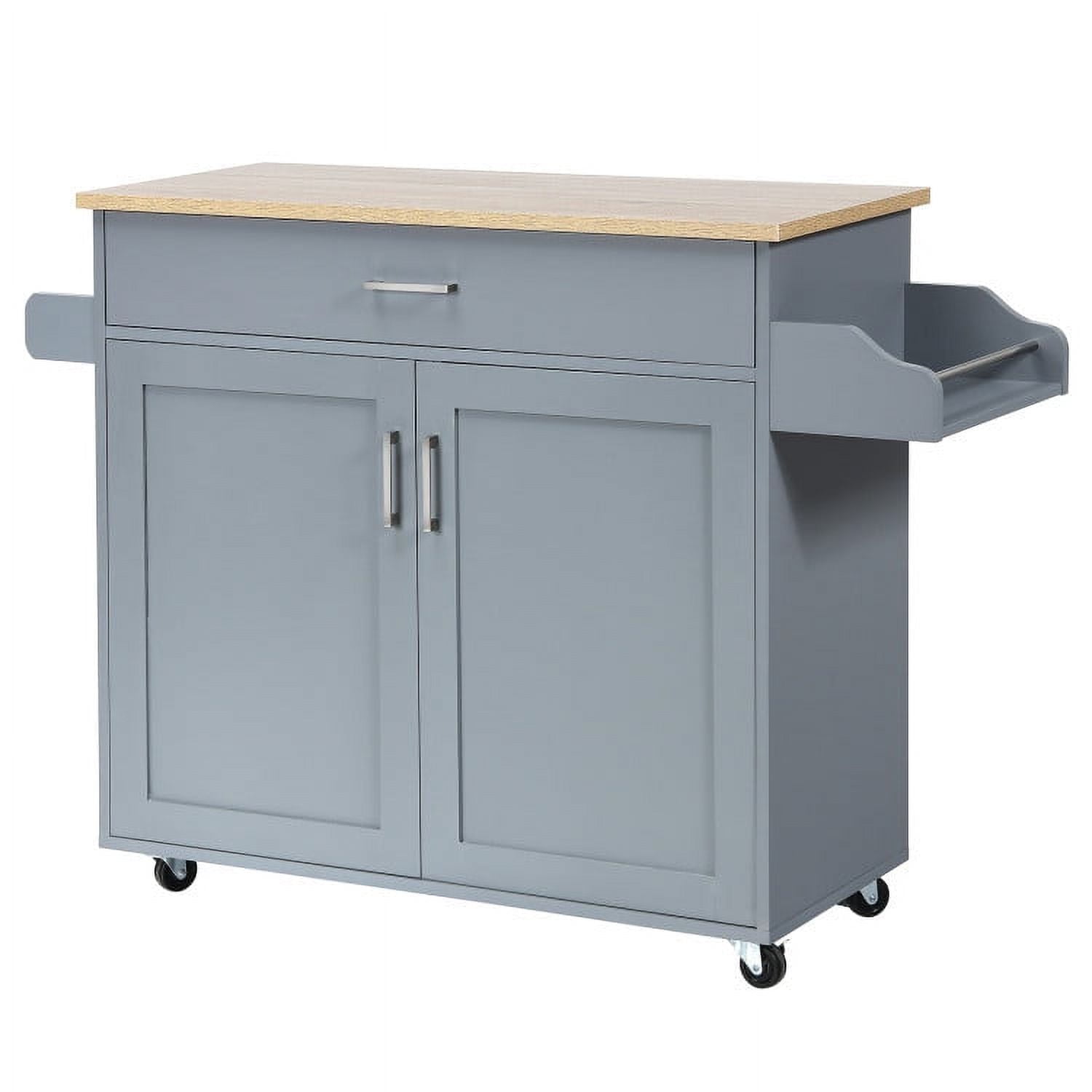 Demi Bonn Rolling Storage Cabinet Cart, Kitchen Island Cart, Rolling Kitchen Island Cart with Towel and Spice Rack, for Kitchen, Dining Room, Gray