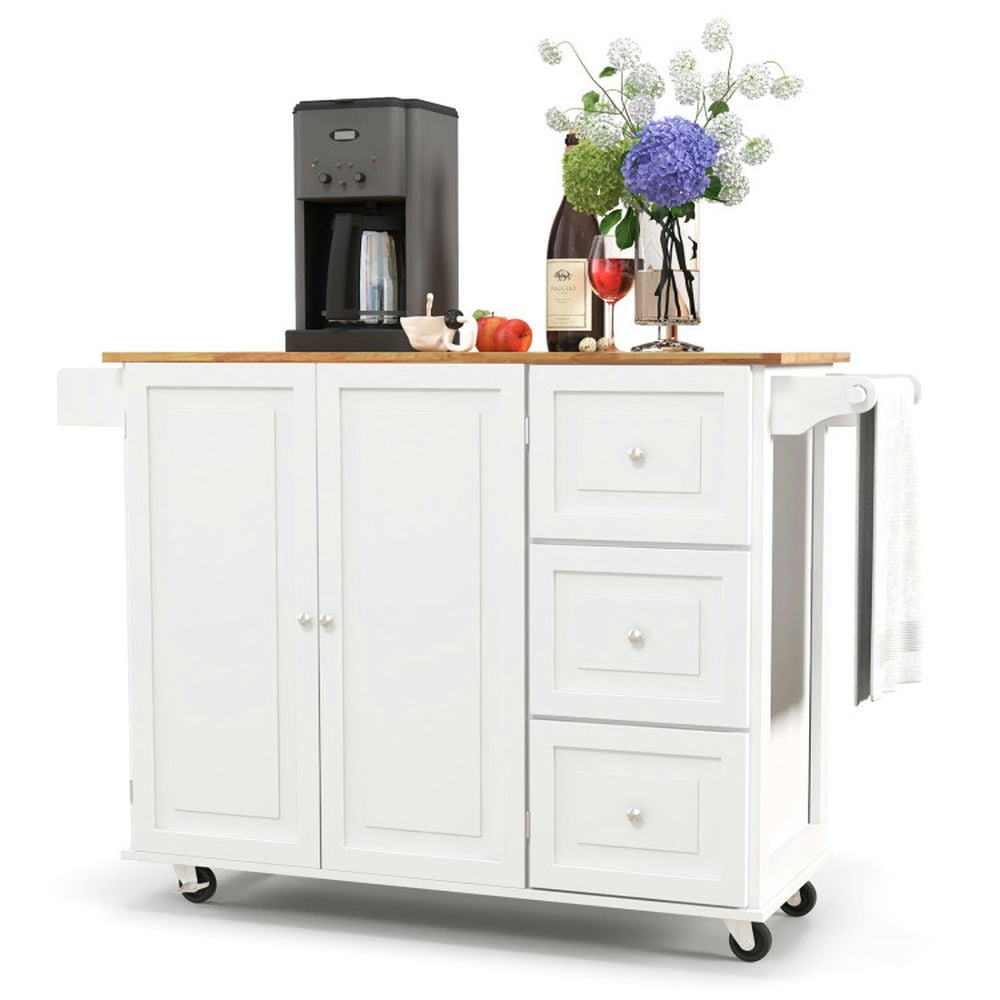 Finihen Rolling Storage Cabinet Cart, Kitchen Island Cart, Kitchen Island Trolley Cart Wood with Drop-Leaf Tabletop and Storage Cabinet, for Kitchen, Dining Room, White Finihen Rolling Storage Cabinet Cart, Kitchen Island Cart, Kitchen Island Trolley Cart Wood with Drop-Leaf Tabletop and Storage Cabinet, for Kitchen, Dining Room, White