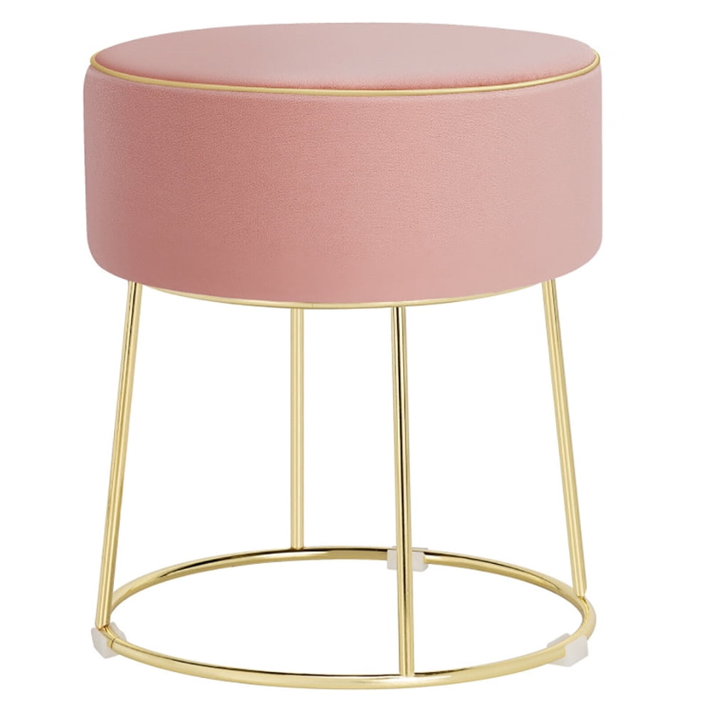 Finihen Round Velvet Ottoman, Footrest Stool, Vanity Chair, Velvet Footrest Stool Ottoman with Non-Slip Foot Pads for Bedside, for Living Room, Bedroom, Pink Finihen Round Velvet Ottoman, Footrest Stool, Vanity Chair, Velvet Footrest Stool Ottoman with Non-Slip Foot Pads for Bedside, for Living Room, Bedroom, Pink