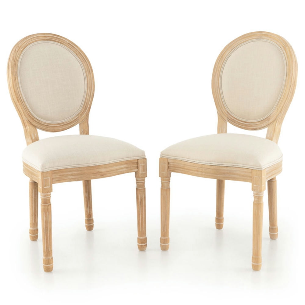 Finihen Rubber Wood Kitchen French Dining Chair Set of 2 with Sponge Padding and Round Backrest for Dining Room Living Room, Beige Finihen Rubber Wood Kitchen French Dining Chair Set of 2 with Sponge Padding and Round Backrest for Dining Room Living Room, Beige