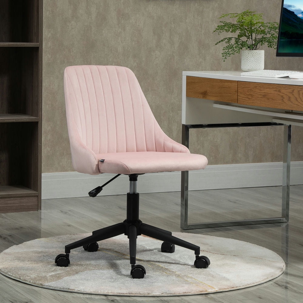 Finihen Scallop Shape Chair with Wheels, Cross Legged Office Chair, Adjustable Swivel Comfy Home Office Vanity Desk Chair, Pink Finihen Scallop Shape Chair with Wheels, Cross Legged Office Chair, Adjustable Swivel Comfy Home Office Vanity Desk Chair, Pink