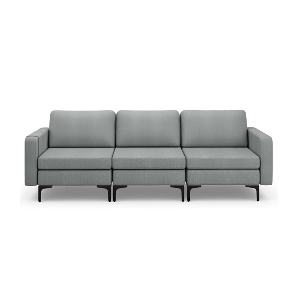Finihen Sectional Sofa Couch, 3-Seat Sectional Sofa Couch with Armrest Magazine Pocket and Metal Leg, for Living Room, Bedroom, Gray Finihen Sectional Sofa Couch, 3-Seat Sectional Sofa Couch with Armrest Magazine Pocket and Metal Leg, for Living Room, Bedroom, Gray