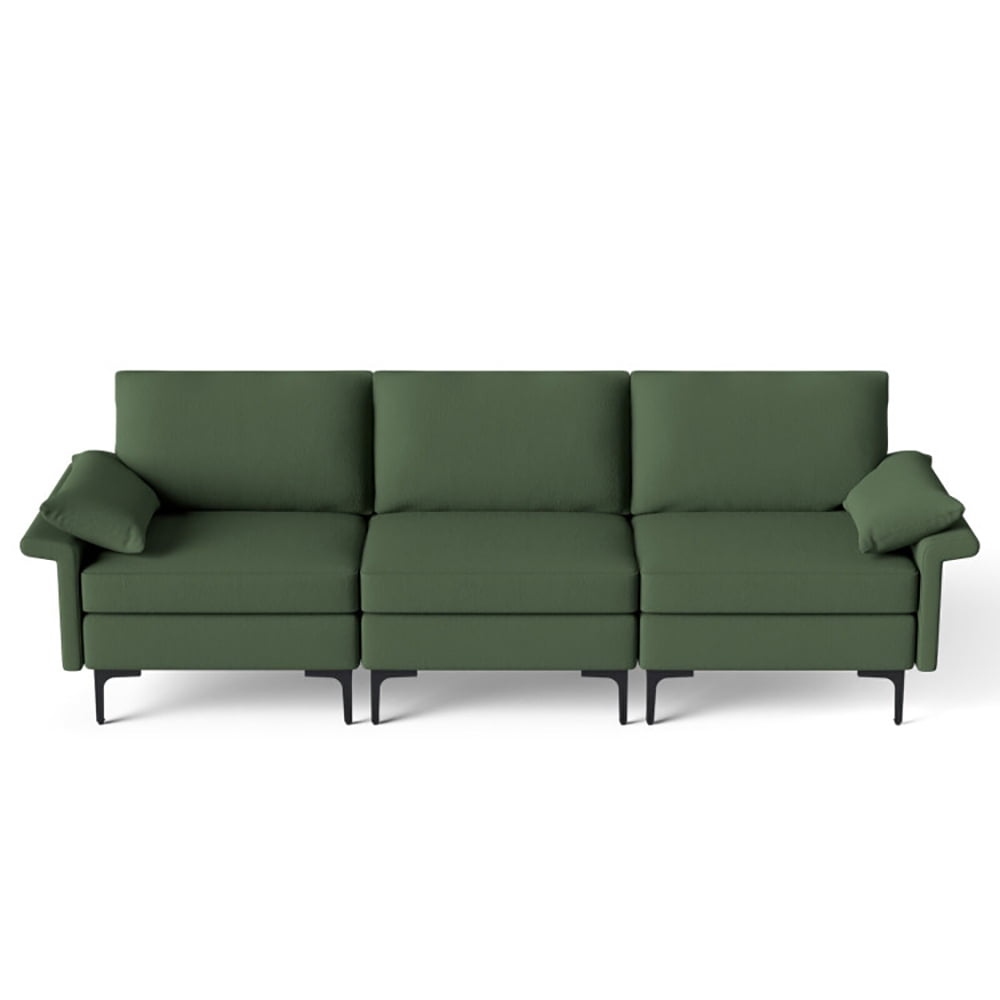 Finihen Sectional Sofa Couch, 3-Seat Sofa, Large 3-Seat Sofa Sectional with Metal Legs for 3-4 people, for Living Room, Bedroom, Army Green