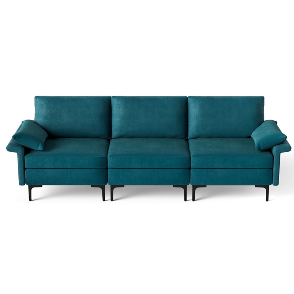 Demi Bonn Sectional Sofa Couch, 3-Seat Sofa, Large 3-Seat Sofa Sectional with Metal Legs for 3-4 people, for Living Room, Bedroom, Peacock Blue