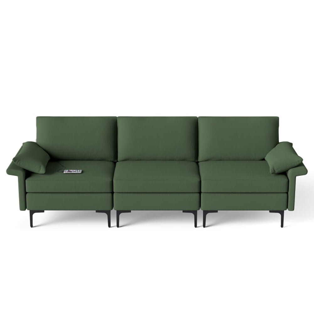Finihen Sectional Sofa Couch, 3-Seat Sofa, Large 3-Seat Sofa Sectional with Metal Legs and 2 USB Ports for 3-4 people, for Living Room, Bedroom, Army Green Finihen Sectional Sofa Couch, 3-Seat Sofa, Large 3-Seat Sofa Sectional with Metal Legs and 2 USB Ports for 3-4 people, for Living Room, Bedroom, Army Green