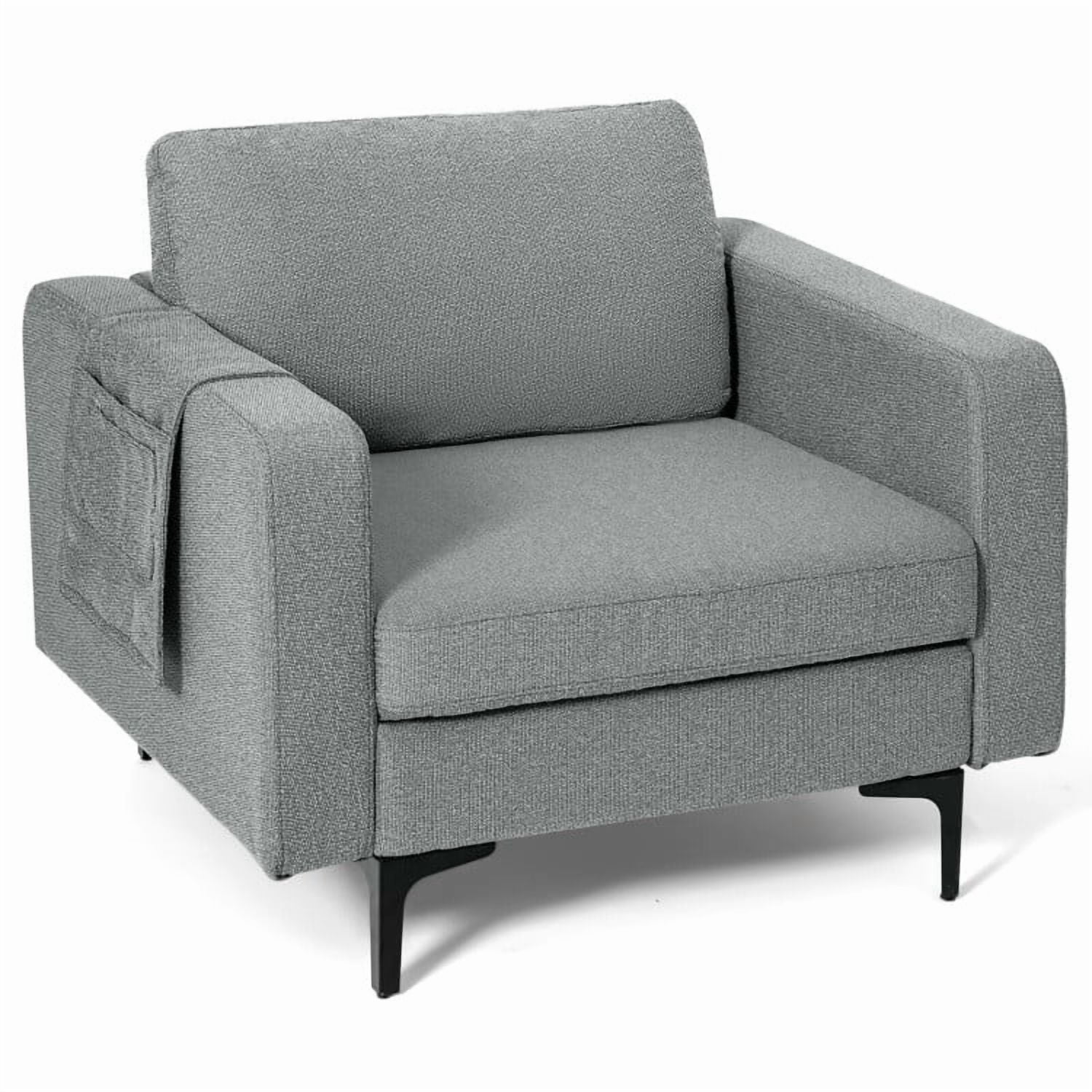 Demi Bonn Sectional Sofa Couch, Modern Accent Armchair with Side Storage Pocket, for Living Room, Gray