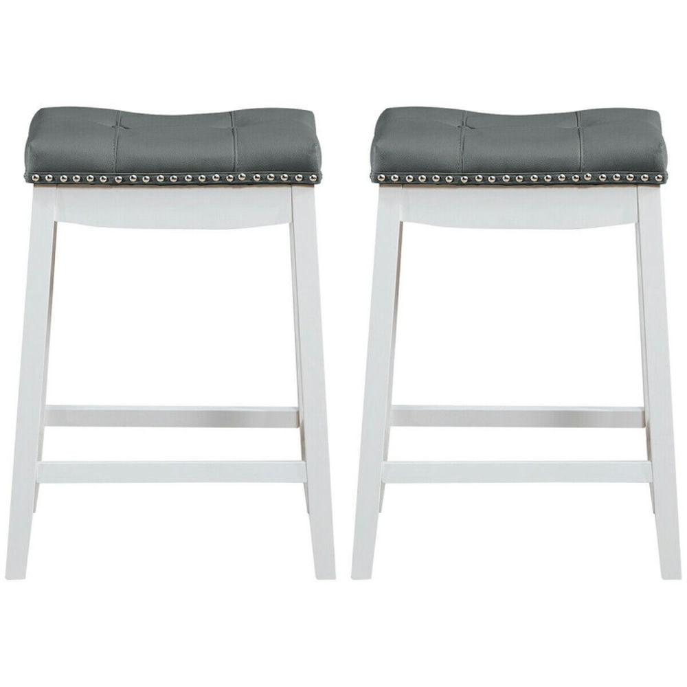 Finihen Set of 2 24" Height Backless Counter Bar Stool with Footrest, Wood Dining Chair Barstool, White Finihen Set of 2 24" Height Backless Counter Bar Stool with Footrest, Wood Dining Chair Barstool, White