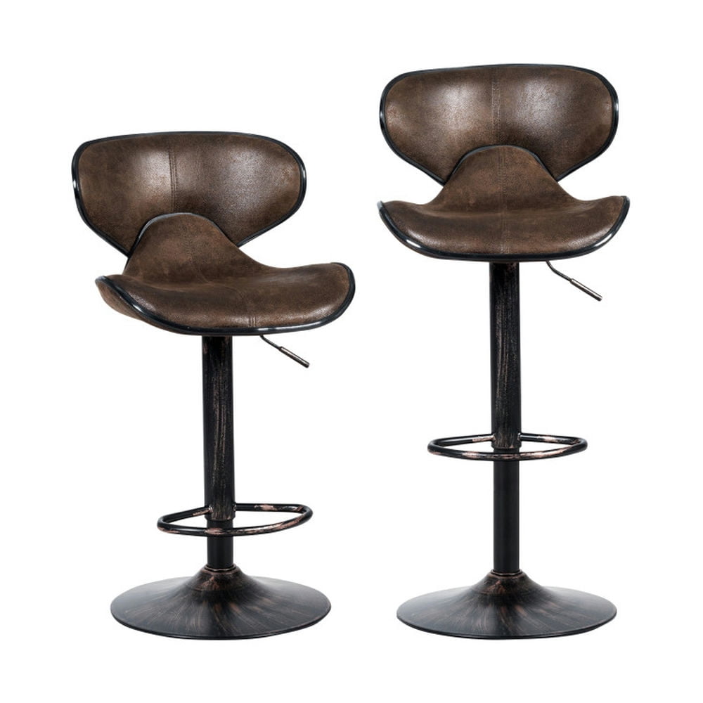 Finihen Set of 2 Adjustable Bar Stools for Counter, Modern Dining Chair with Backrests, Brown Finihen Set of 2 Adjustable Bar Stools for Counter, Modern Dining Chair with Backrests, Brown