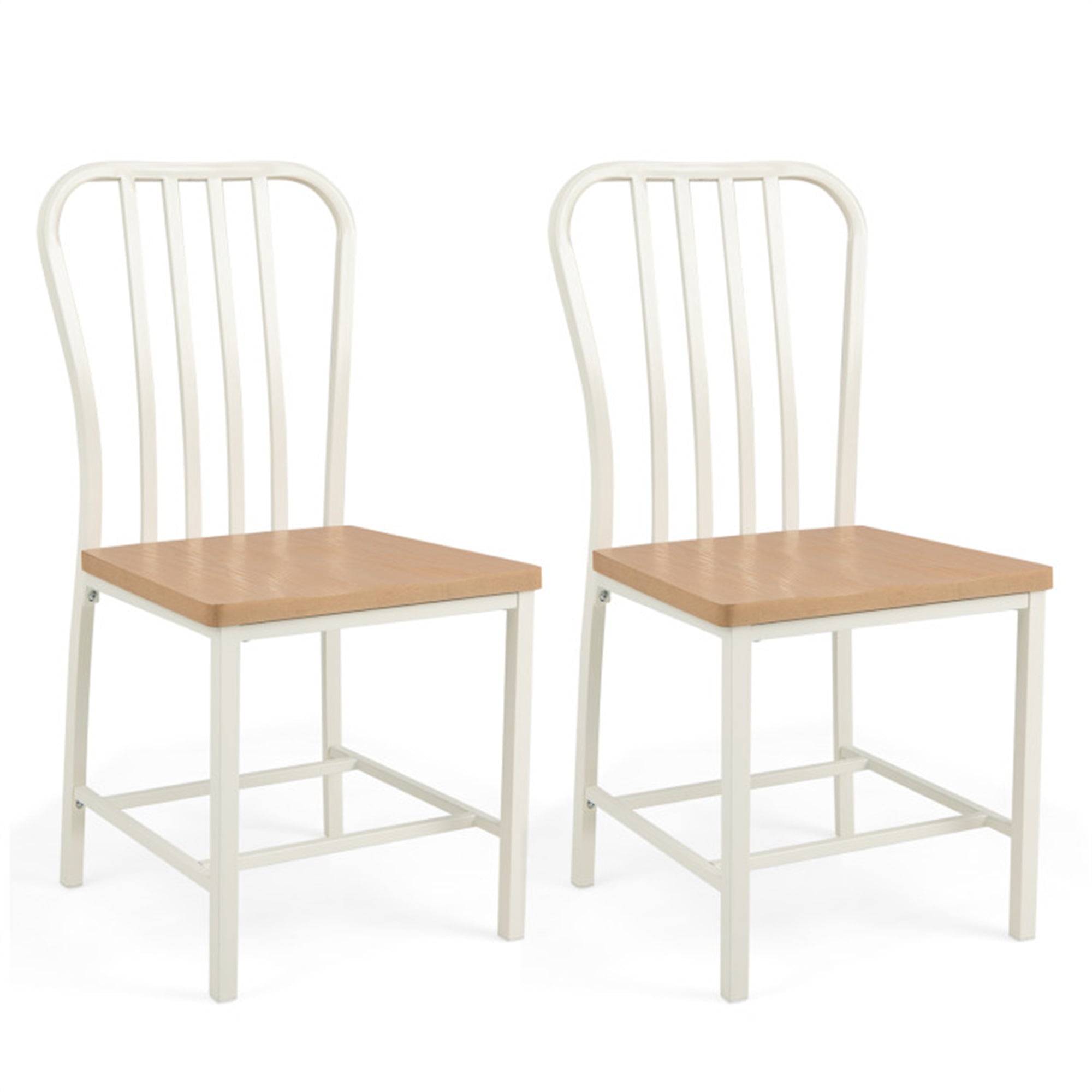 Demi Bonn Set of 2 Armless Spindle Back Dining Chair with Ergonomic Seat for Kitchen Dining Room, White