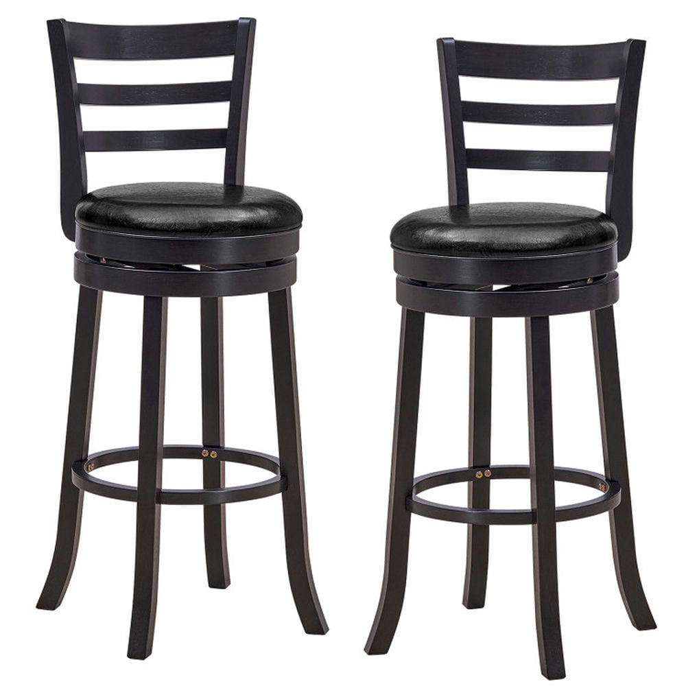 Finihen Set of 2 Bar Stools Swivel Bar Height Chairs with PU Upholstered Seats Kitchen Modern Dining Chair, Black Finihen Set of 2 Bar Stools Swivel Bar Height Chairs with PU Upholstered Seats Kitchen Modern Dining Chair, Black