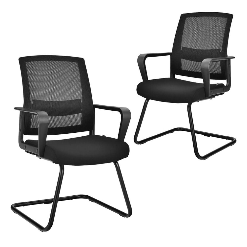 Demi Bonn Set of 2 Conference Chairs with Lumbar Support, Work Computer Desk Chair for Home, Bedroom, Study, Black