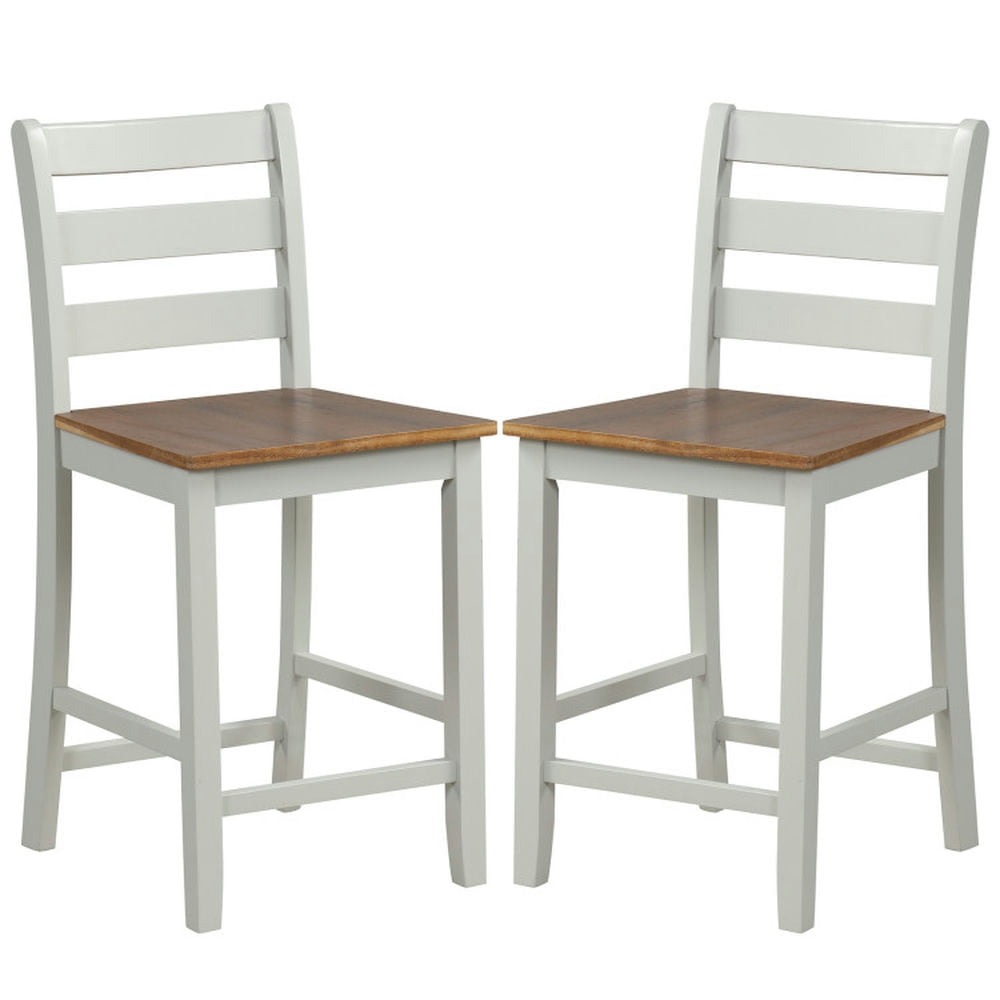 Finihen Set of 2 Counter Bar Stool with Inclined Backrest and Footrest, Modern Kitchen Dining Chair, Gray