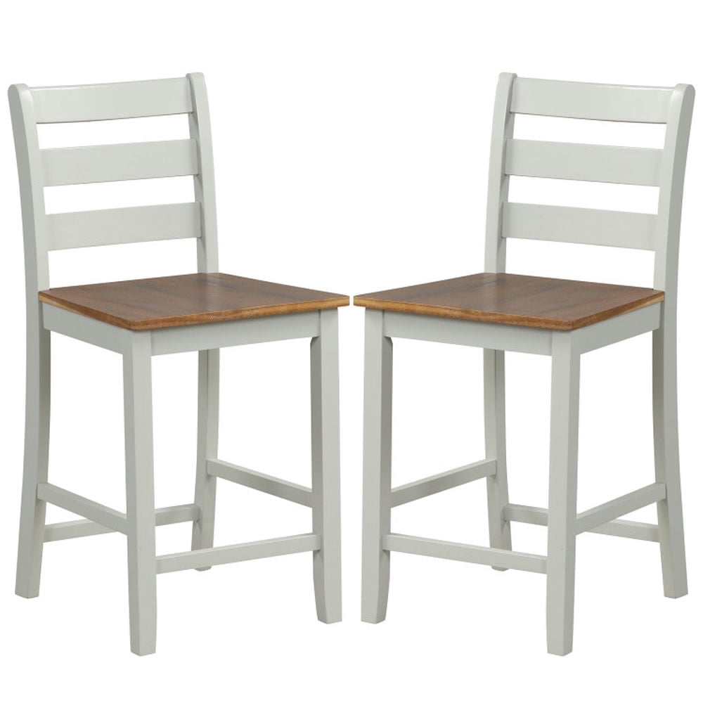 Demi Bonn Set of 2 Counter Bar Stool withclined Backrest and Footrest, Modern Kitchen Dining Chair, Gray