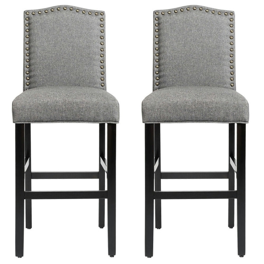 Finihen Set of 2 Counter Height Dining Side Barstools with Thick Cushion, Modern Dining Chair with Backrests, Gray