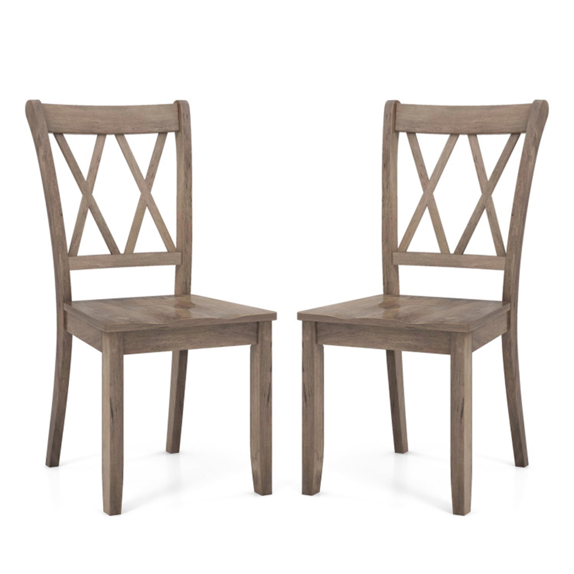 Demi Bonn Set of 2 Cross Back Rubber Wood Dining Chairs, Brown