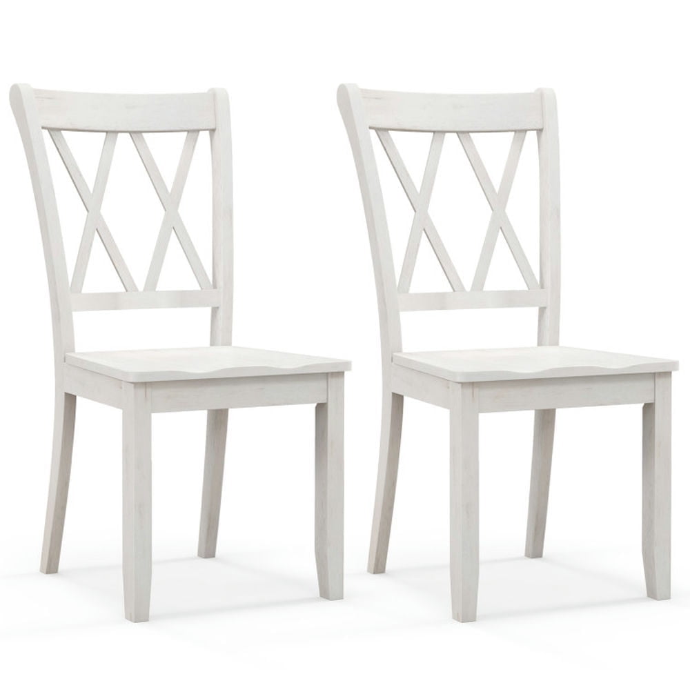 Demi Bonn Set of 2 Cross Back Rubber Wood Dining Chairs, White
