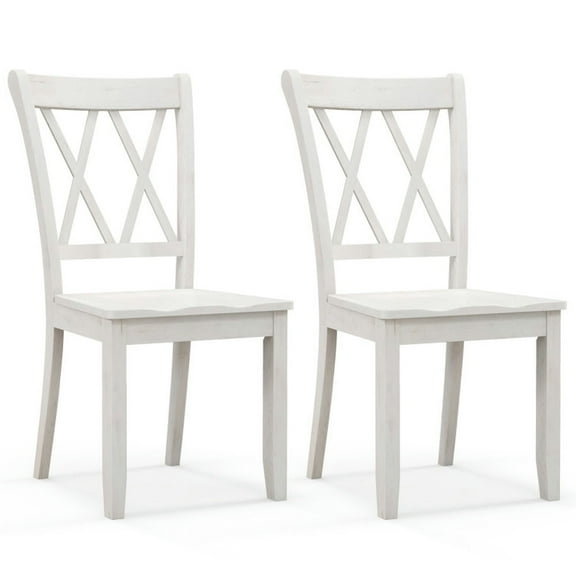 Demi Bonn Set of 2 Cross Back Rubber Wood Dining Chairs, White