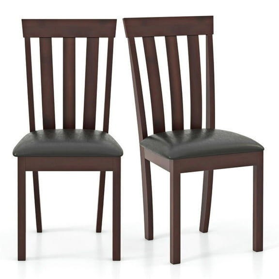 Demi Bonn Set of 2 Dining Chair Upholstered Kitchen Chairs with Padded Seat and Rubber Wood Frame for Dining Room Living Room, Brown